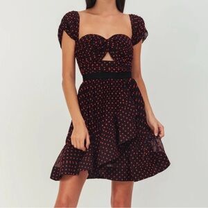 Self Portrait Embroidered Black/Red Dress, Size 8